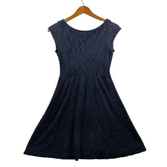 Anthropologie Deletta Navy Lace Overlay Dress Sleeveless Fit & Flare Lined Sz XS - Picture 3 of 8